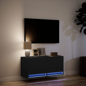 TV-Wandschrank Schwarz mit LED 80cm
