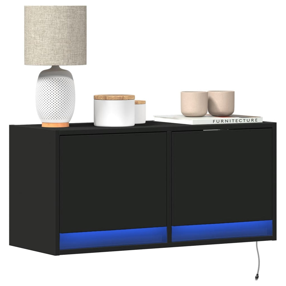 TV-Wandschrank Schwarz mit LED 80cm