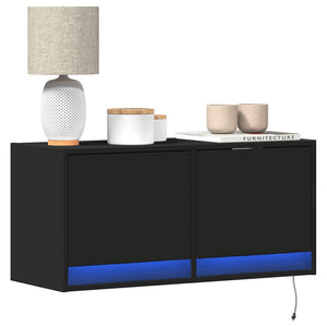 TV-Wandschrank Schwarz mit LED 80cm