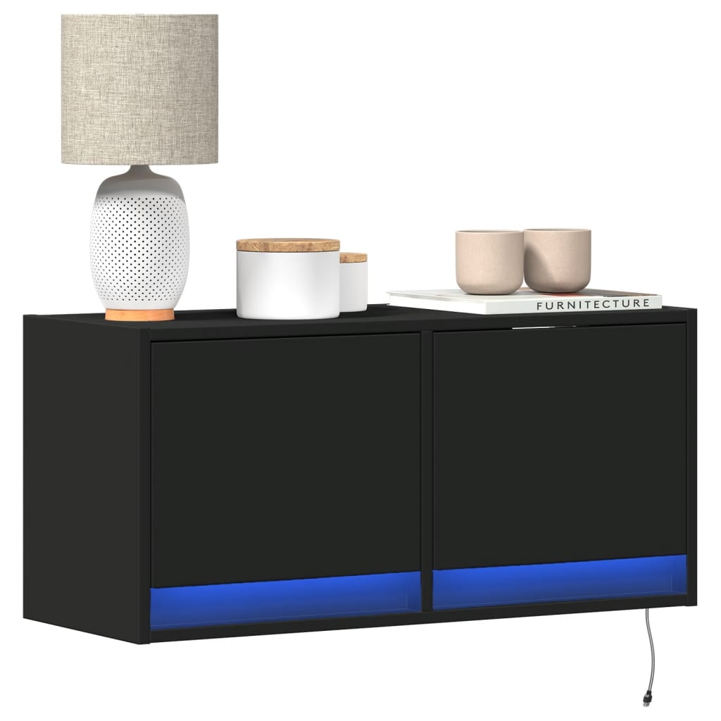 TV-Wandschrank Schwarz mit LED 80cm