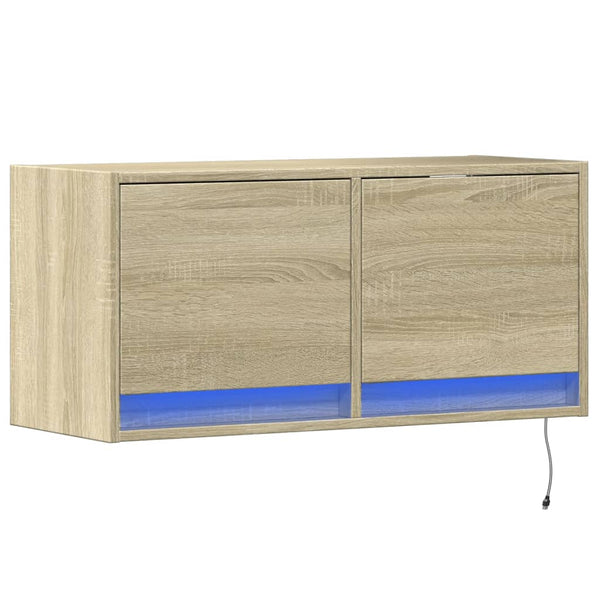 TV-Wandschrank mit LED Sonoma-Eiche 80cm