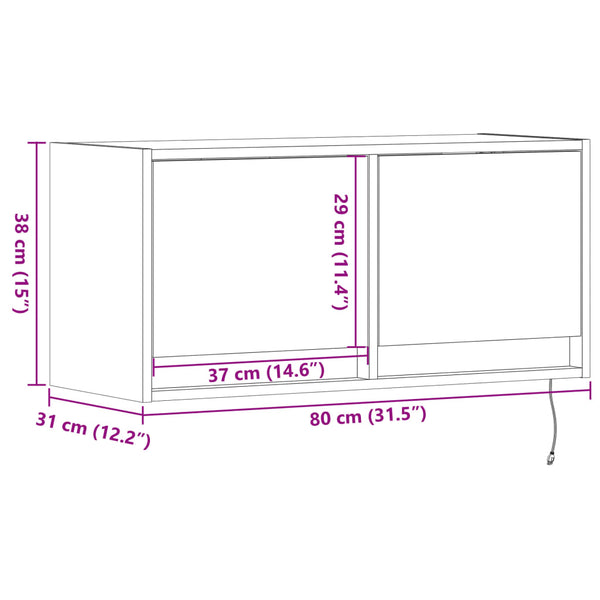 TV-Wandschrank mit LED Sonoma-Eiche 80cm