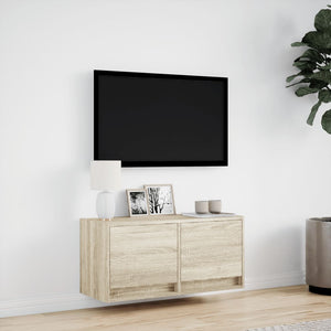 TV-Wandschrank mit LED Sonoma-Eiche 80cm