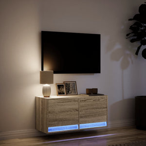 TV-Wandschrank mit LED Sonoma-Eiche 80cm