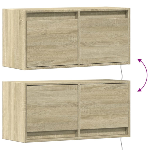 TV-Wandschrank mit LED Sonoma-Eiche 80cm