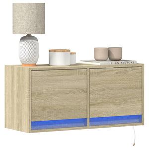 TV-Wandschrank mit LED Sonoma-Eiche 80cm