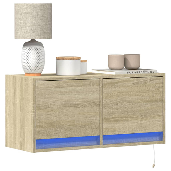 TV-Wandschrank mit LED Sonoma-Eiche 80cm