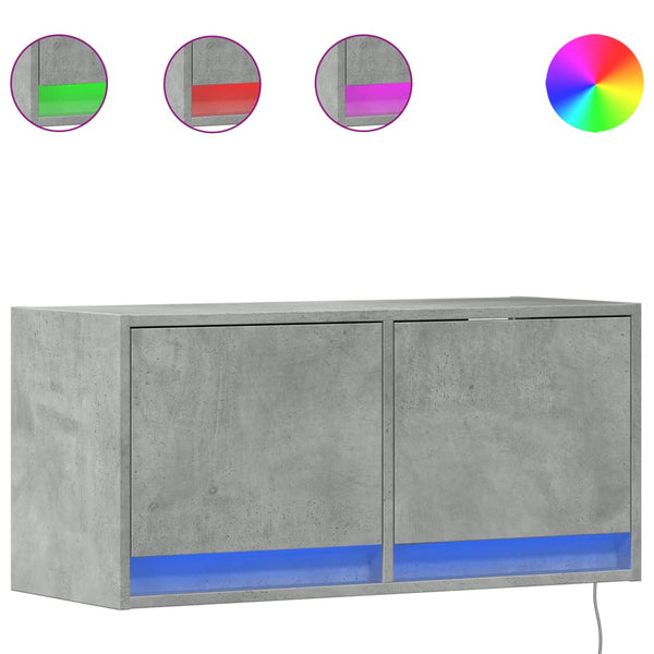 TV-Wandschrank mit LED Betongrau 80cm