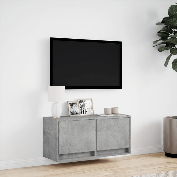 TV-Wandschrank mit LED Betongrau 80cm