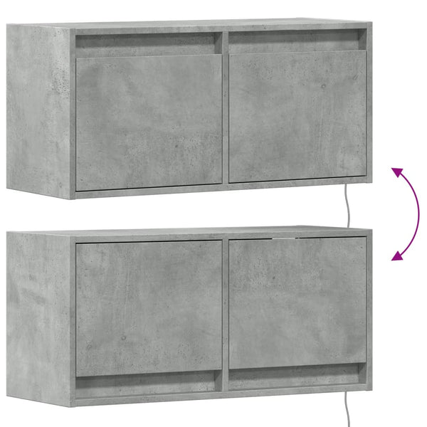TV-Wandschrank mit LED Betongrau 80cm