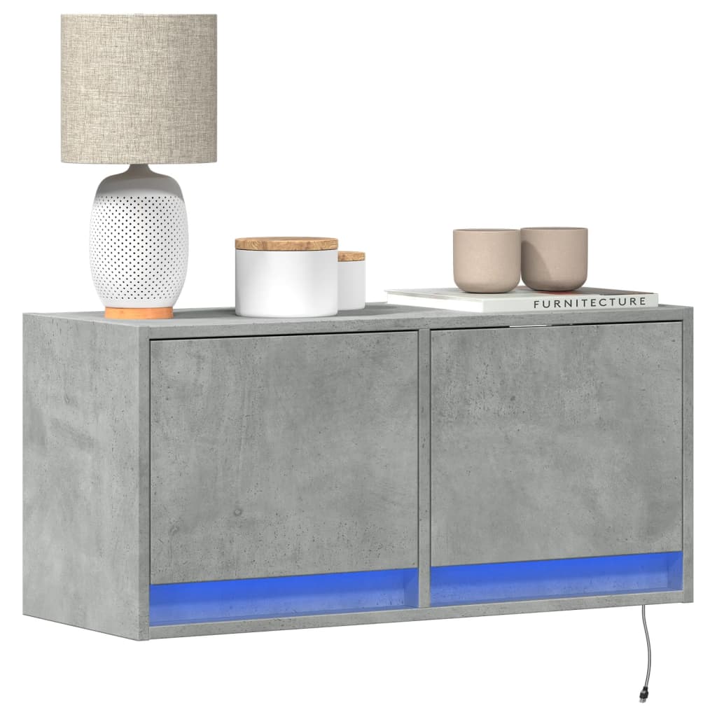 TV-Wandschrank mit LED Betongrau 80cm