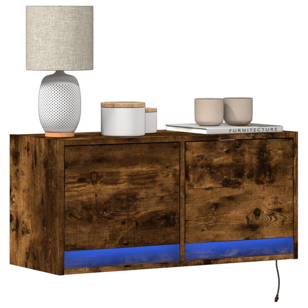 TV-Wandschrank Räuchereiche mit LED 80cm