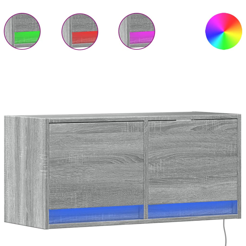 TV-Wandschrank mit LED Grau Sonoma 80cm