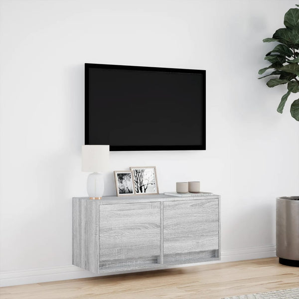 TV-Wandschrank mit LED Grau Sonoma 80cm