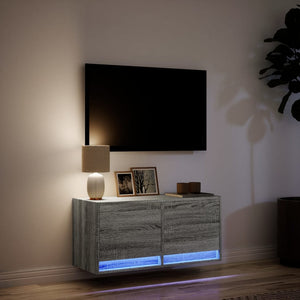 TV-Wandschrank mit LED Grau Sonoma 80cm