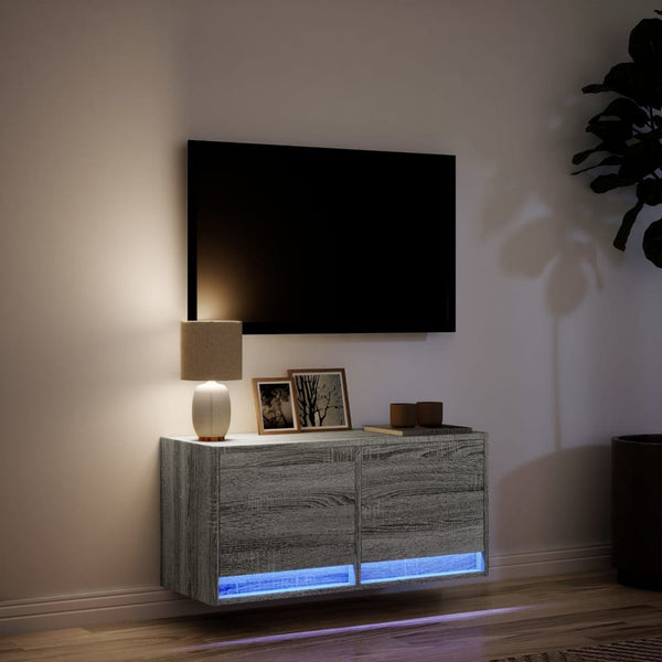 TV-Wandschrank mit LED Grau Sonoma 80cm