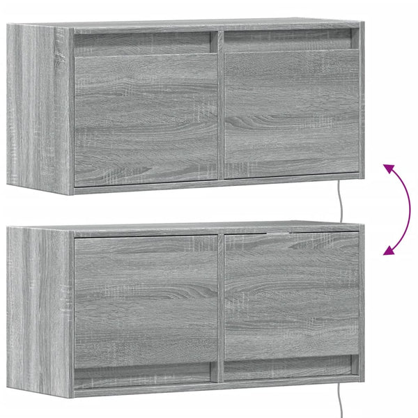 TV-Wandschrank mit LED Grau Sonoma 80cm