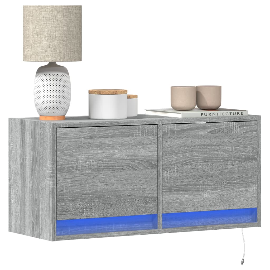 TV-Wandschrank mit LED Grau Sonoma 80cm