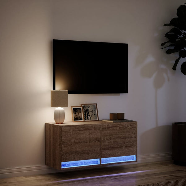 TV-Wandschrank mit LED Eichenoptik