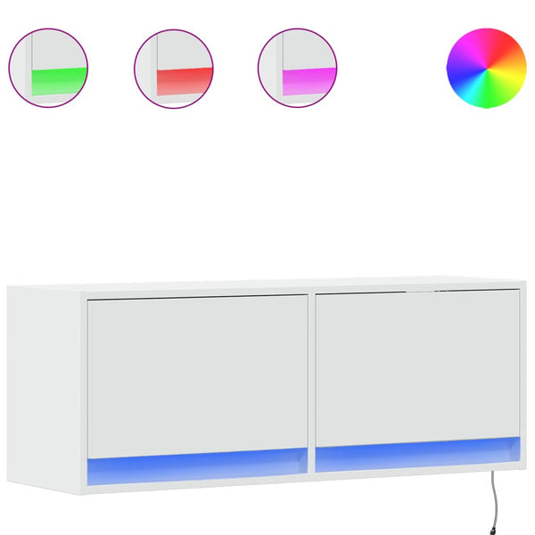 TV-Wandschrank mit LED Weiß 100 cm