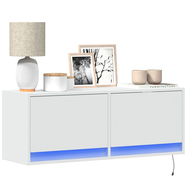 TV-Wandschrank mit LED Weiß 100 cm