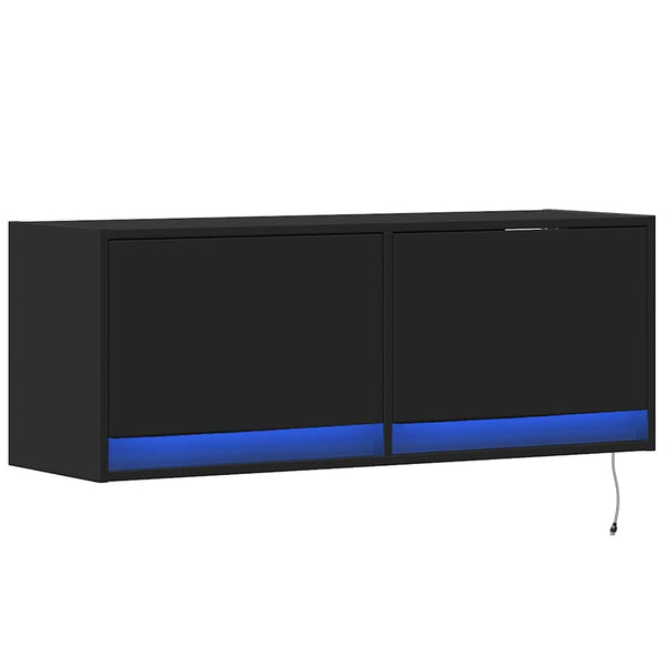 TV-Wandschrank mit LED Schwarz 100 cm