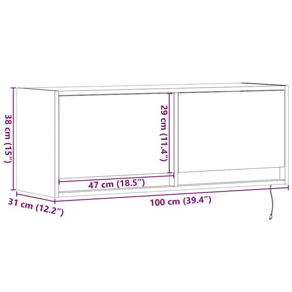 TV-Wandschrank mit LED Schwarz 100 cm
