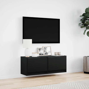 TV-Wandschrank mit LED Schwarz 100 cm
