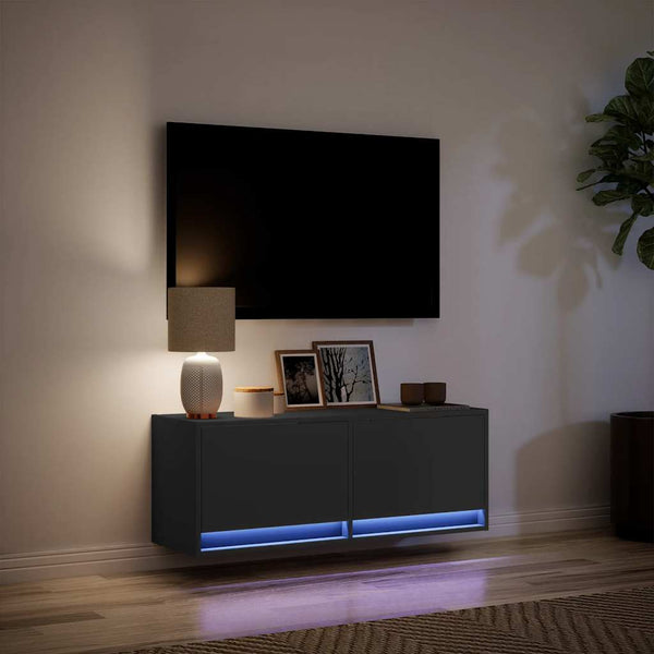 TV-Wandschrank mit LED Schwarz 100 cm