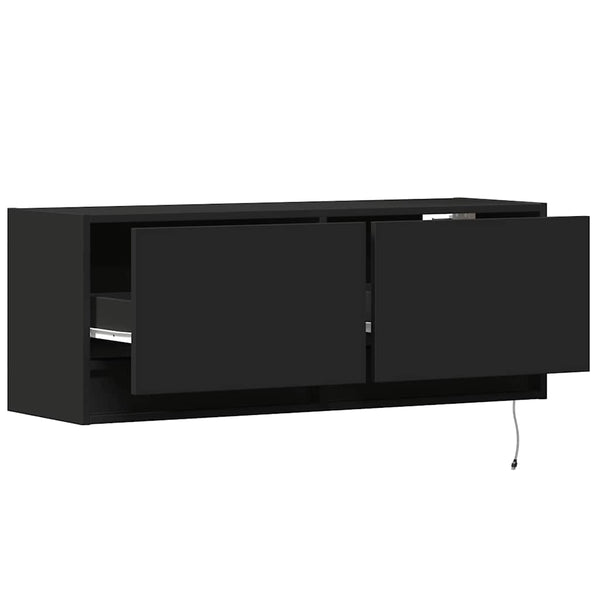 TV-Wandschrank mit LED Schwarz 100 cm