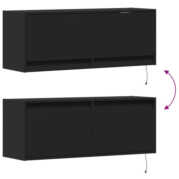 TV-Wandschrank mit LED Schwarz 100 cm