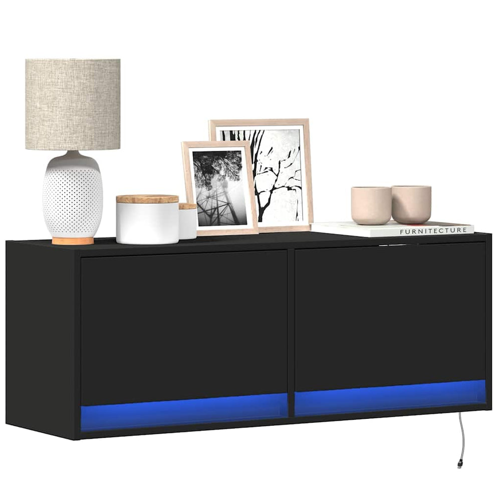 TV-Wandschrank mit LED Schwarz 100 cm