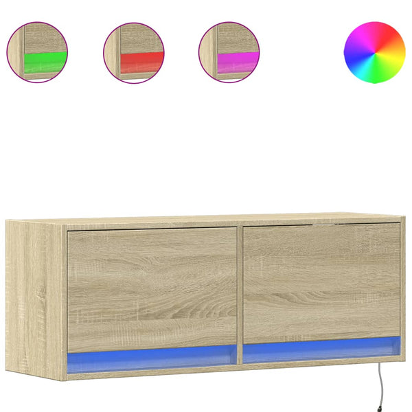 TV-Wandschrank mit LED Sonoma-Eiche 100 cm