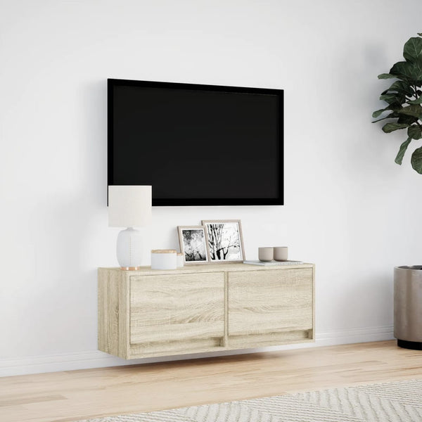 TV-Wandschrank mit LED Sonoma-Eiche 100 cm