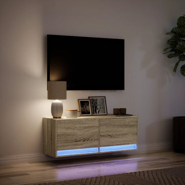 TV-Wandschrank mit LED Sonoma-Eiche 100 cm