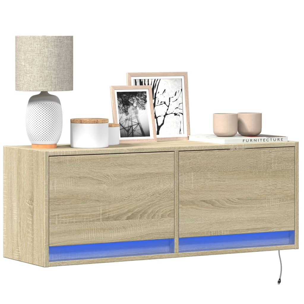 TV-Wandschrank mit LED Sonoma-Eiche 100 cm