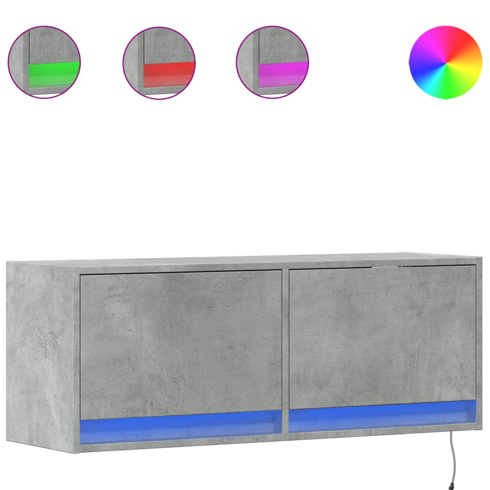 TV-Wandschrank mit LED Betongrau 100cm