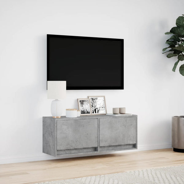 TV-Wandschrank mit LED Betongrau 100cm