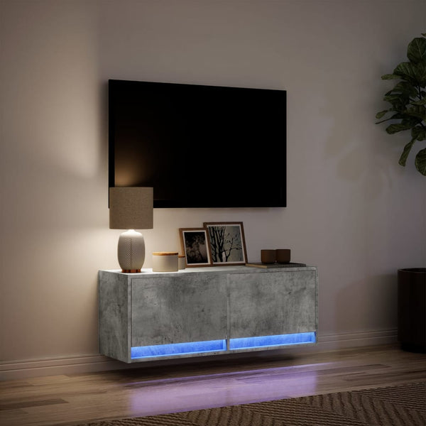 TV-Wandschrank mit LED Betongrau 100cm