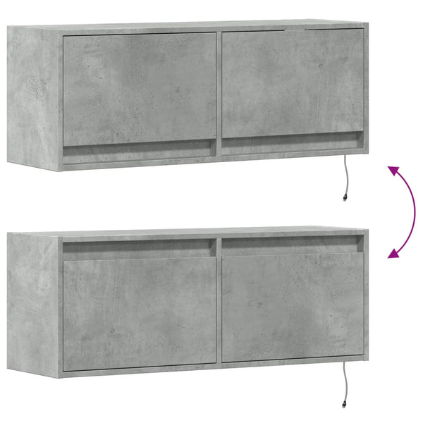 TV-Wandschrank mit LED Betongrau 100cm