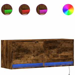 vidaXL Meuble TV mural avec éclairage LED chêne fumé 100x31x35 cm