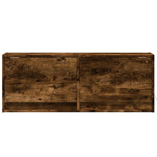vidaXL Meuble TV mural avec éclairage LED chêne fumé 100x31x35 cm