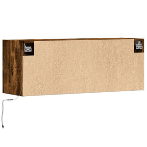 vidaXL Meuble TV mural avec éclairage LED chêne fumé 100x31x35 cm