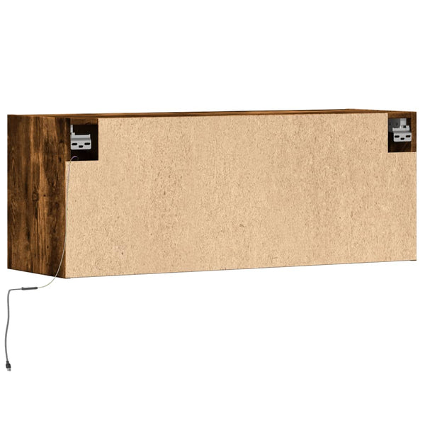 vidaXL Meuble TV mural avec éclairage LED chêne fumé 100x31x35 cm