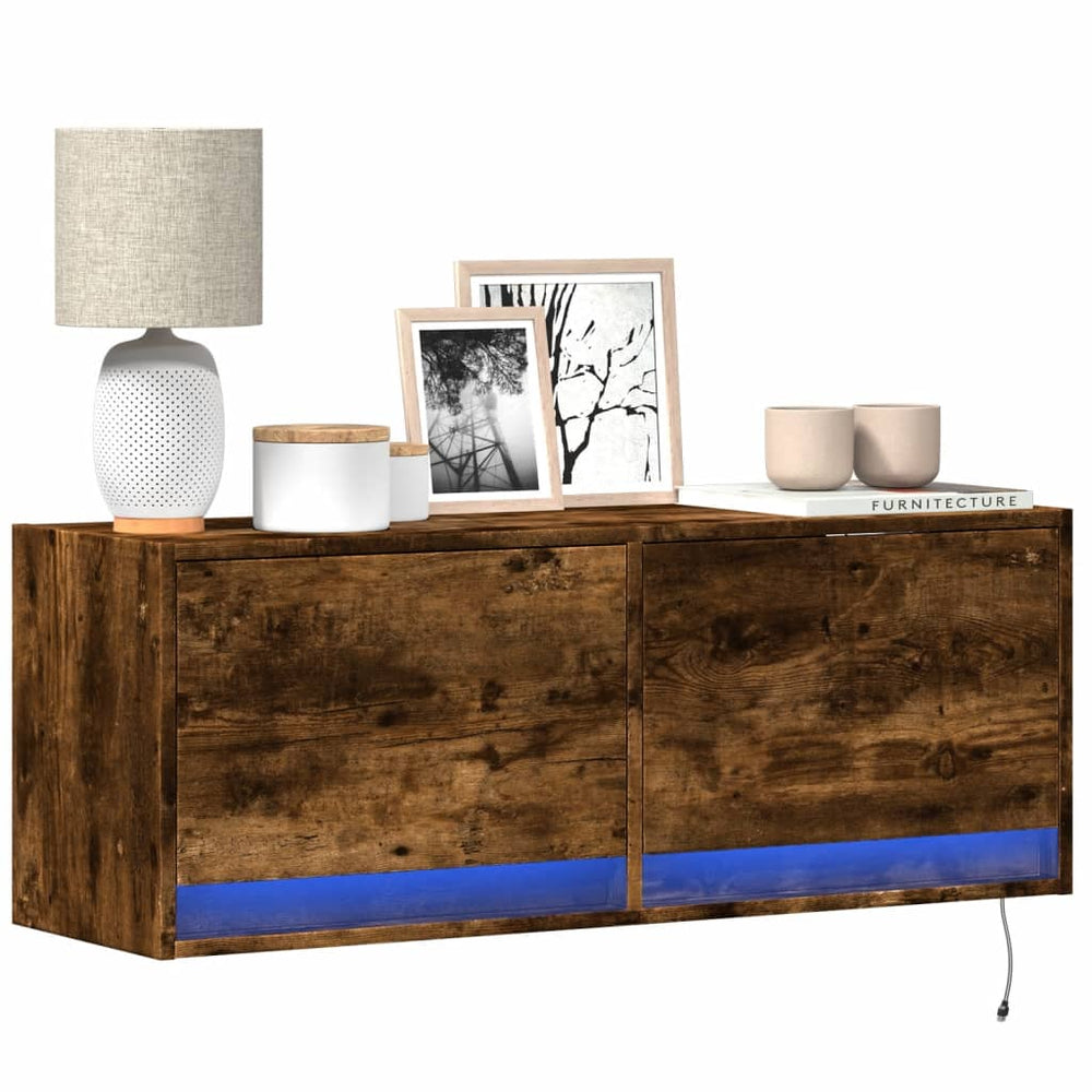 TV-Wandschrank Räuchereiche mit LED 100cm