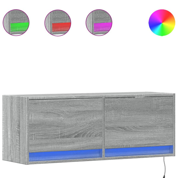 TV-Wandschrank mit LED Grau Sonoma 100 cm
