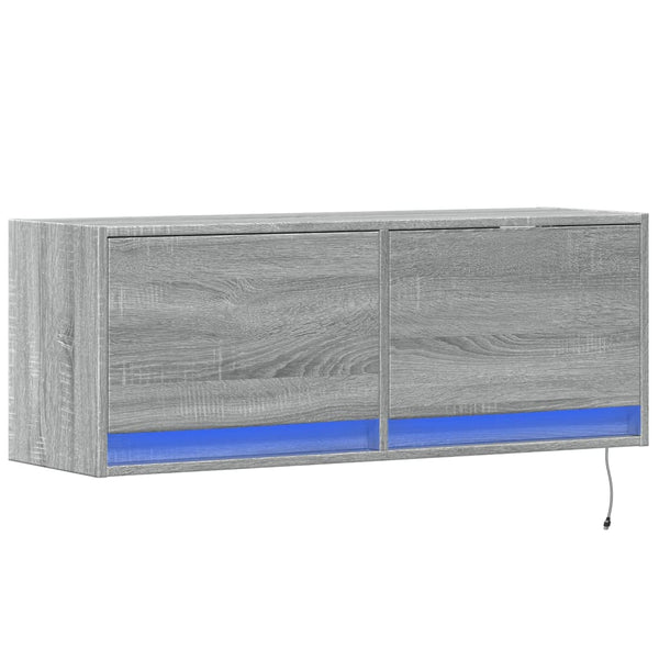 TV-Wandschrank mit LED Grau Sonoma 100 cm