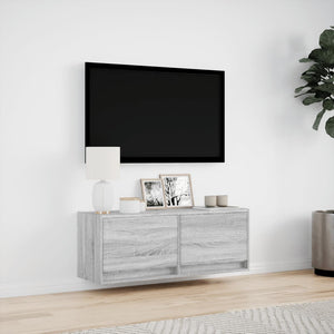 TV-Wandschrank mit LED Grau Sonoma 100 cm