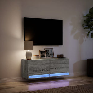 TV-Wandschrank mit LED Grau Sonoma 100 cm