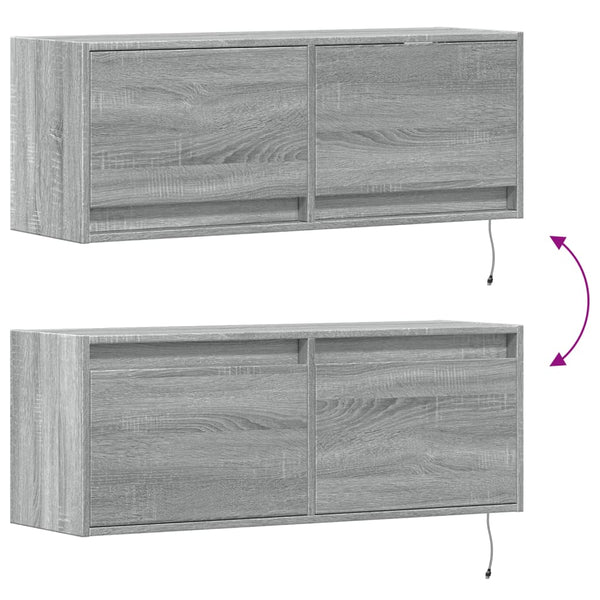 TV-Wandschrank mit LED Grau Sonoma 100 cm